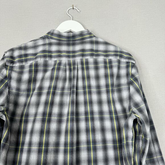 Vince Mens Shirt Medium Gray Shadow Classic Fit Plaid Flannel Country Preppy - Picture 7 of 12